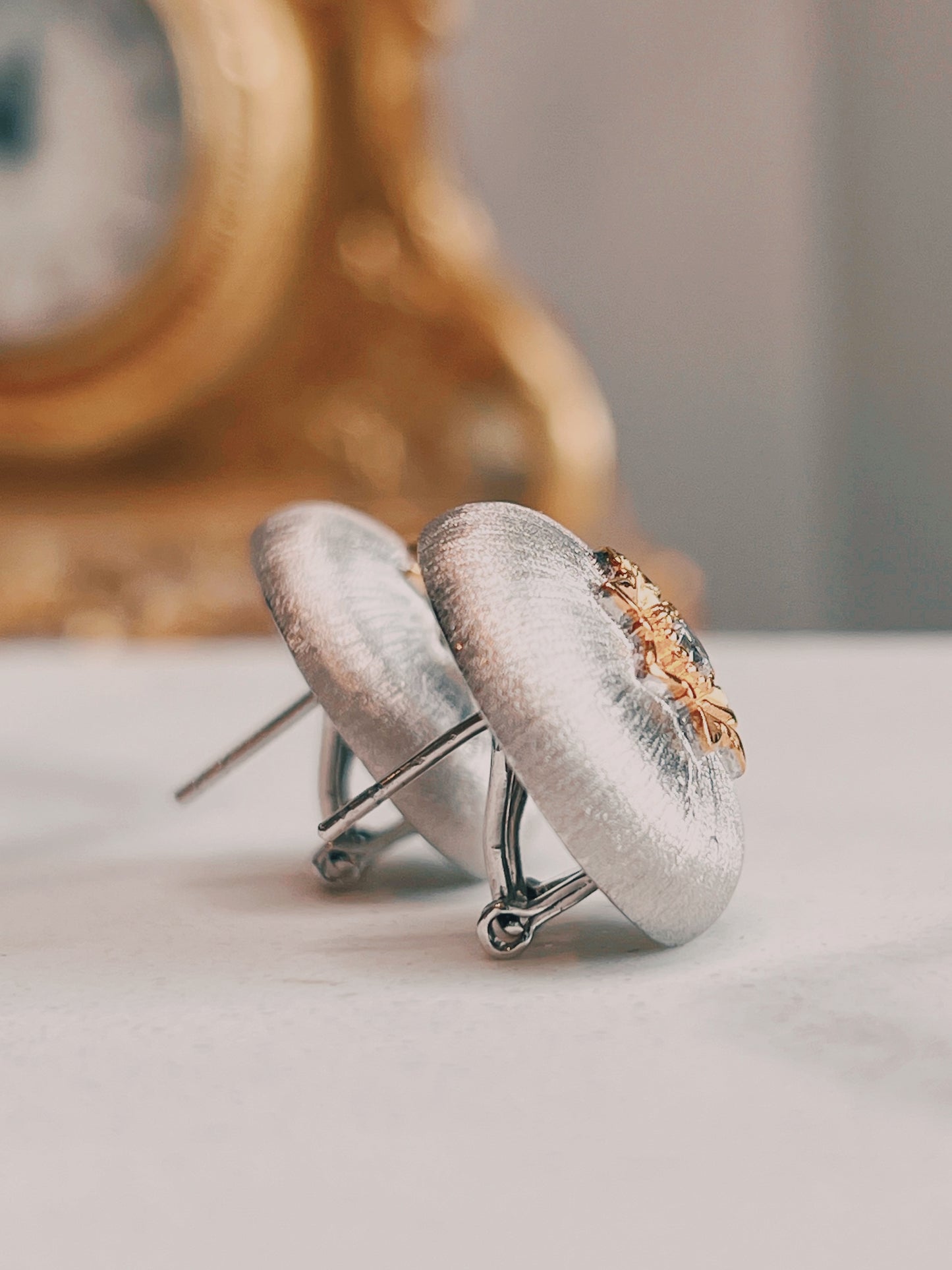 Lilium- Two Tone Dome Earrings