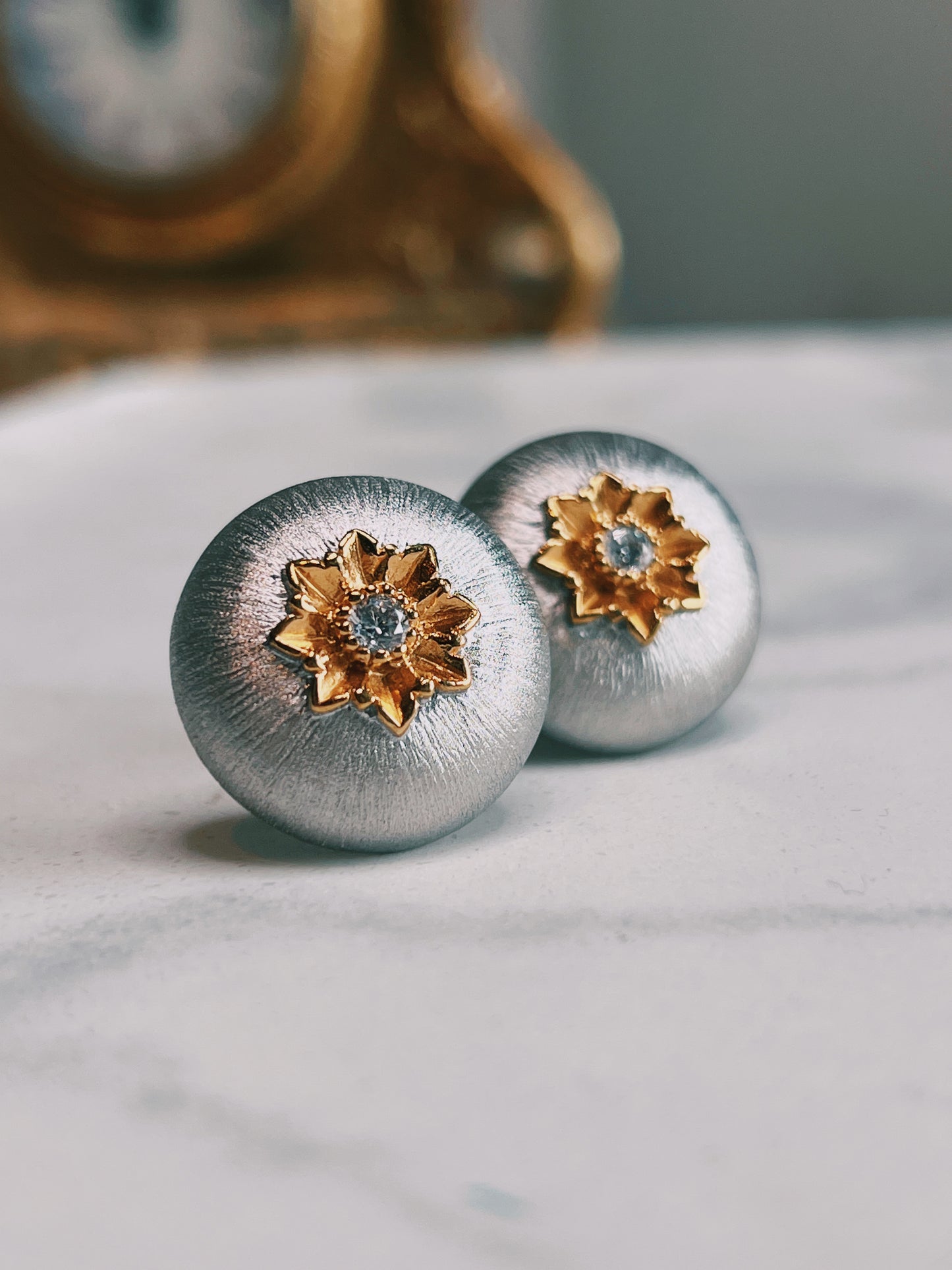 Lilium- Two Tone Dome Earrings