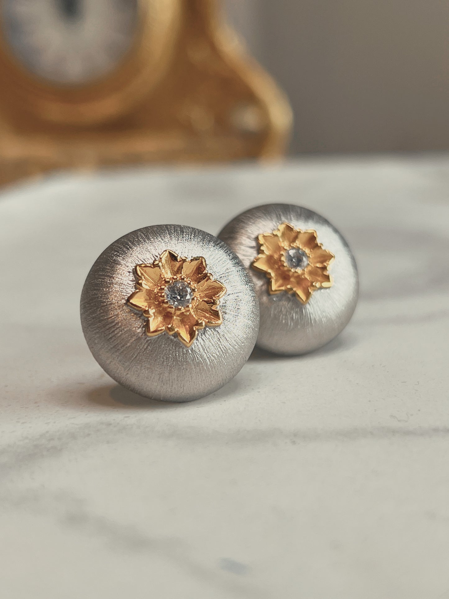 Lilium- Two Tone Dome Earrings