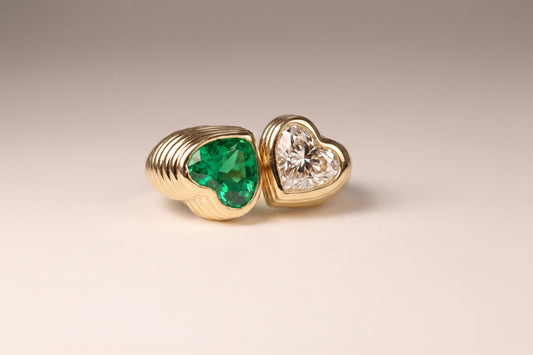 Queen of hearts | Diamond & Emerald Heart Ring