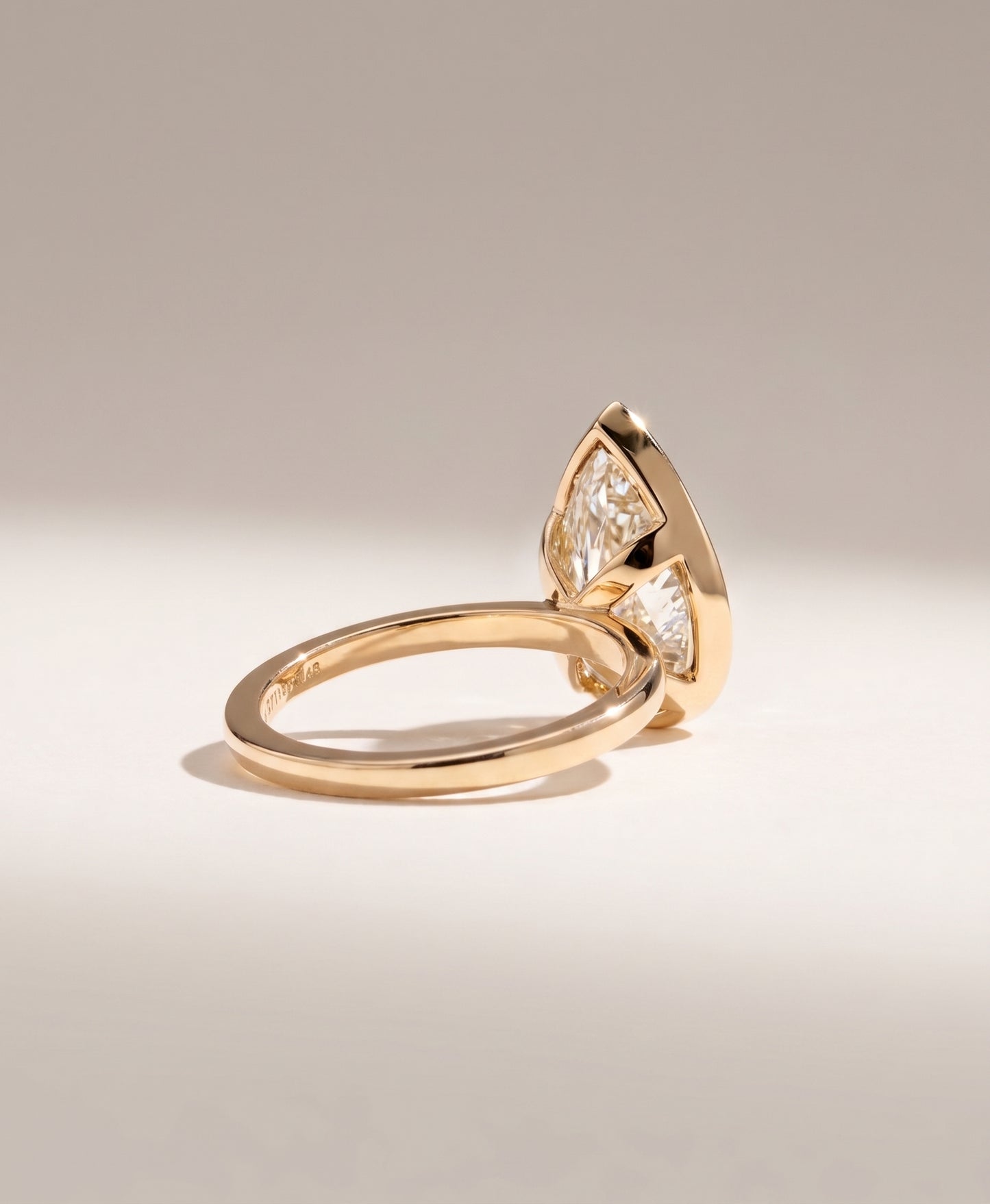 Hannah | 5ct Bezel Set Pear Cut Diamond Ring