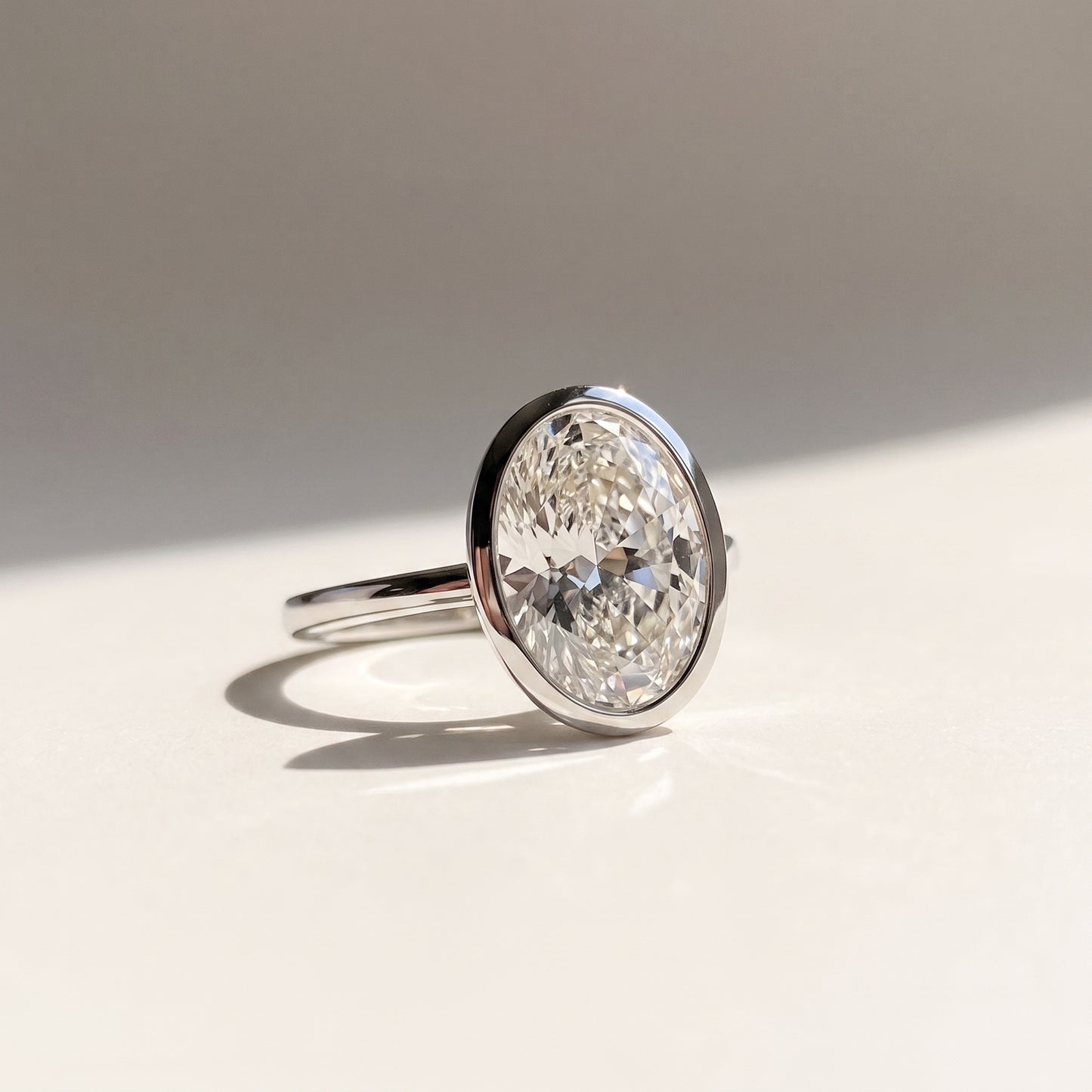 Hannah - 5.00ct Bezel Set Oval Cut Diamond Ring