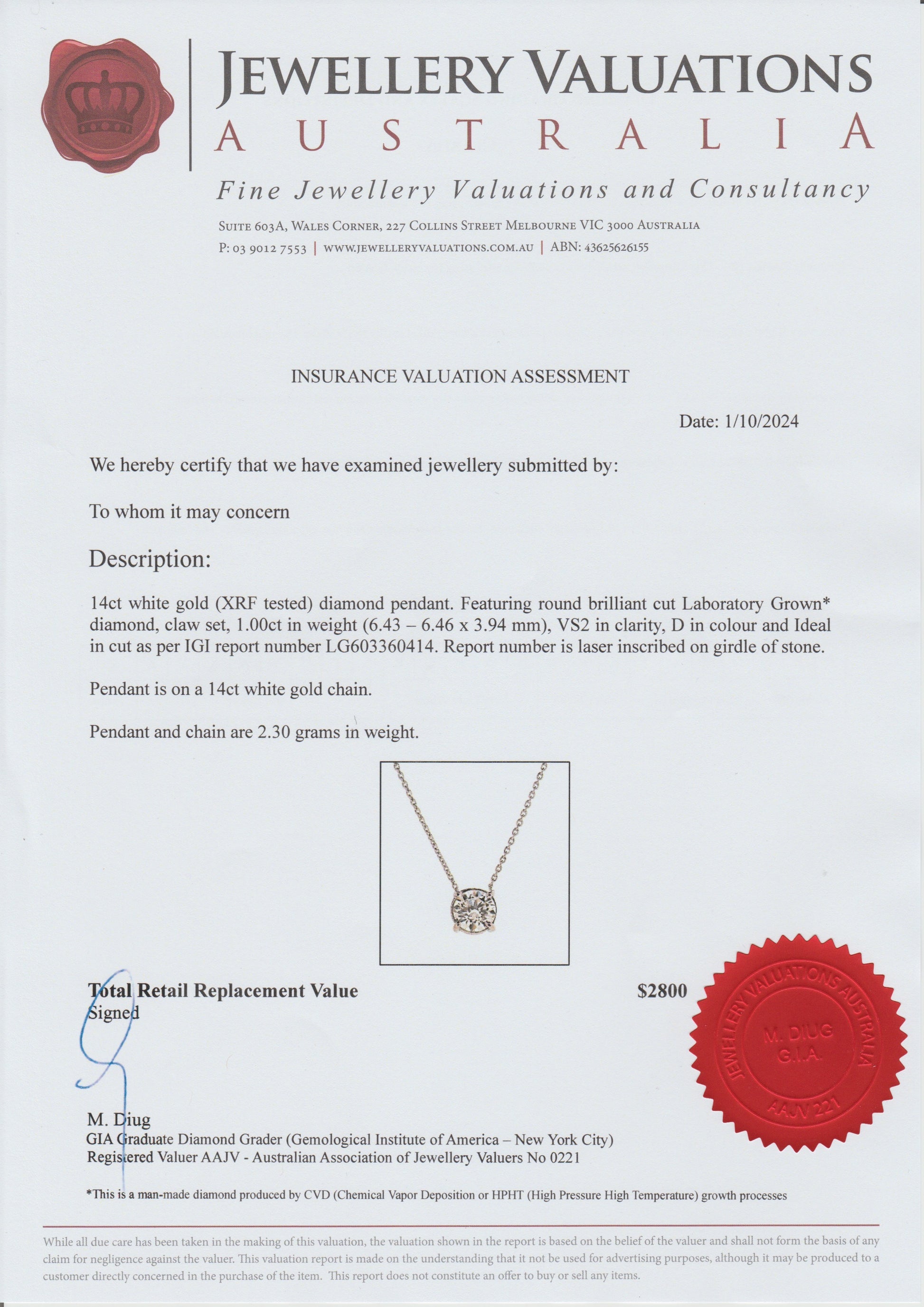 1ct Round Diamond Necklace 14KT White Gold – Studio Bijouxx