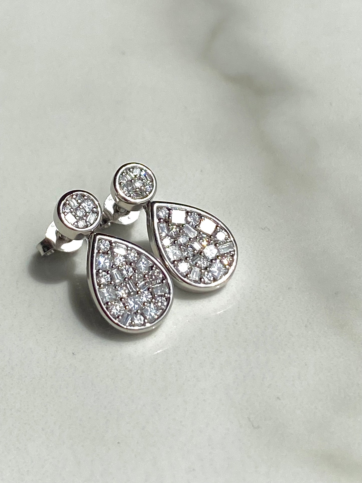 Lana - Multi Cut Natural Diamond Drop Earrings White Gold