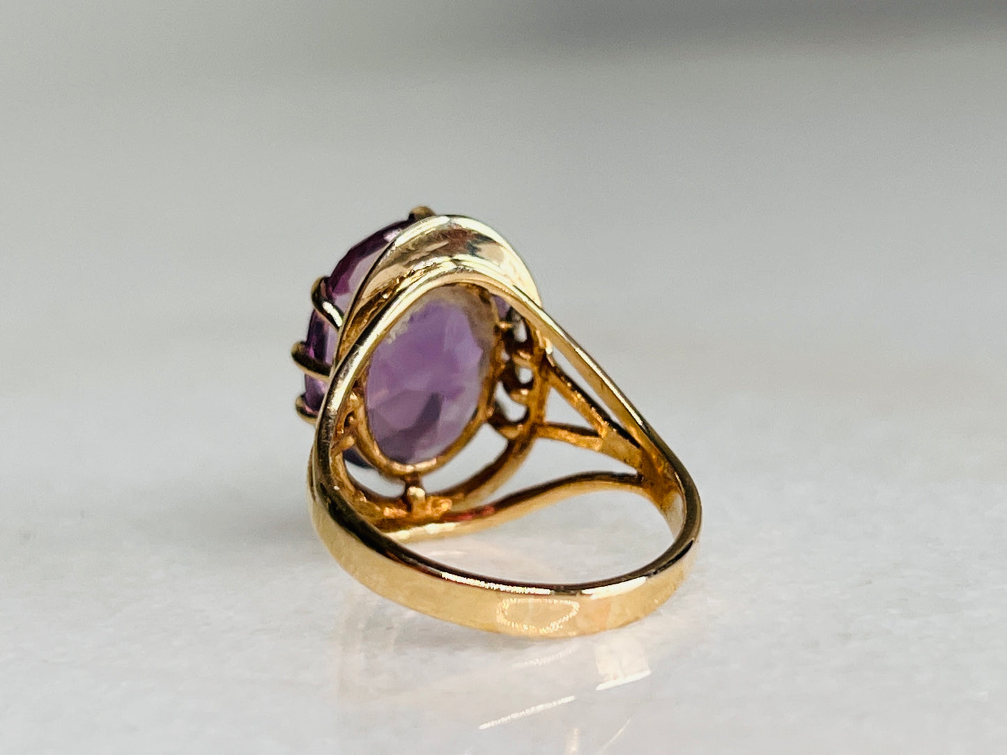 Alma - 5ct Natural Amethyst Yellow Gold Ring