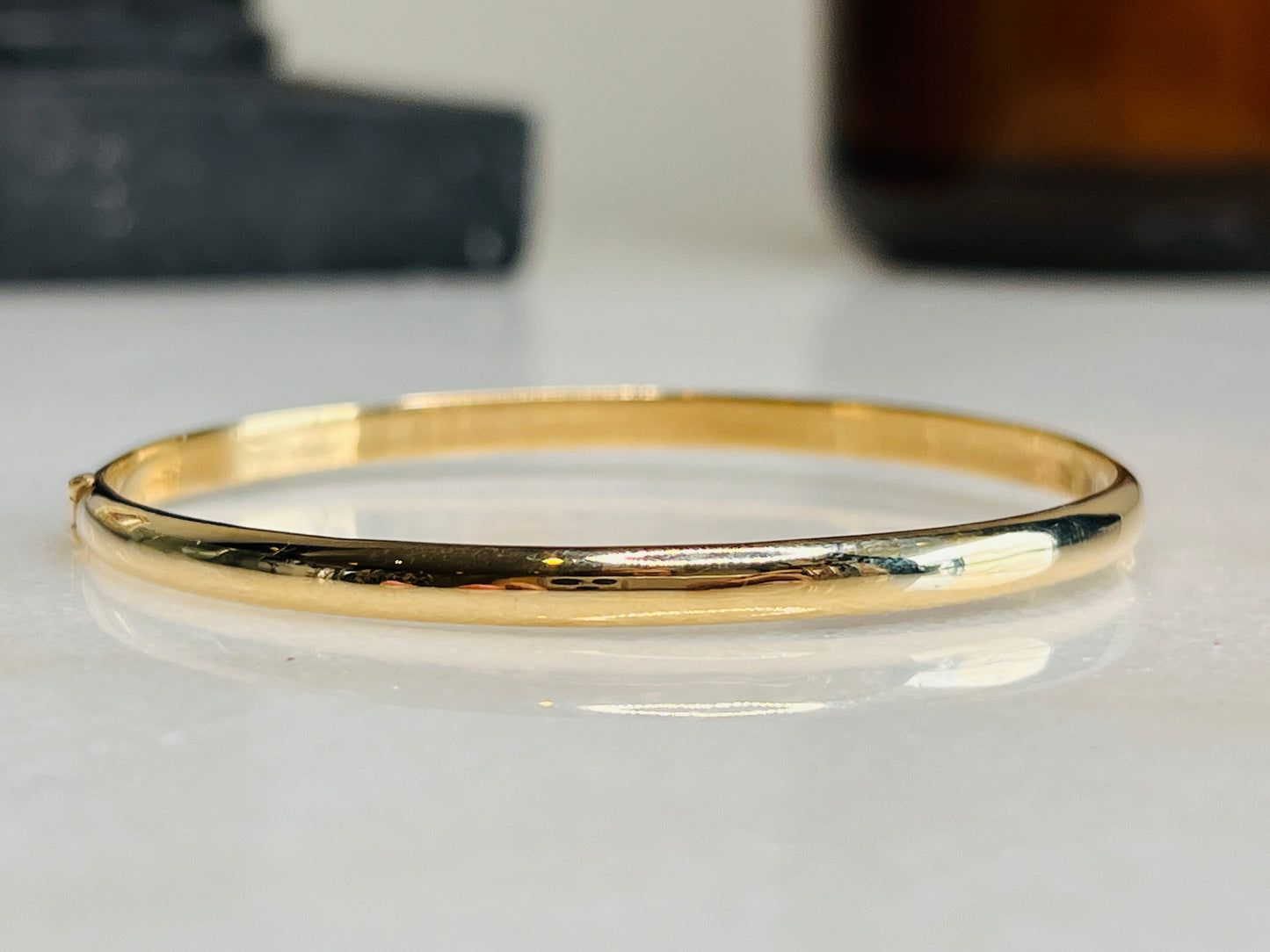 Christine - Solid Yellow Hinged Gold Bangle