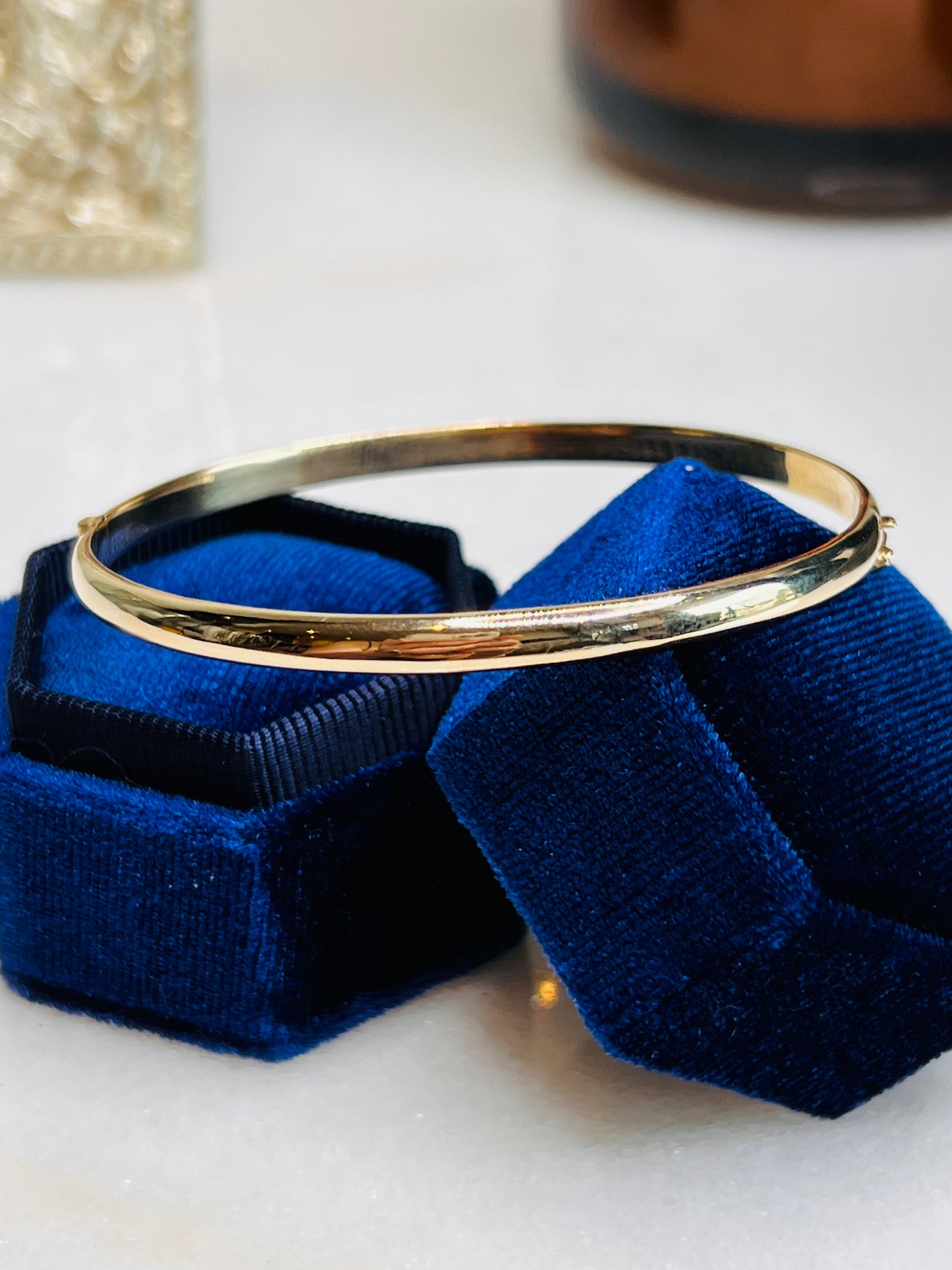 Christine - Solid Yellow Hinged Gold Bangle