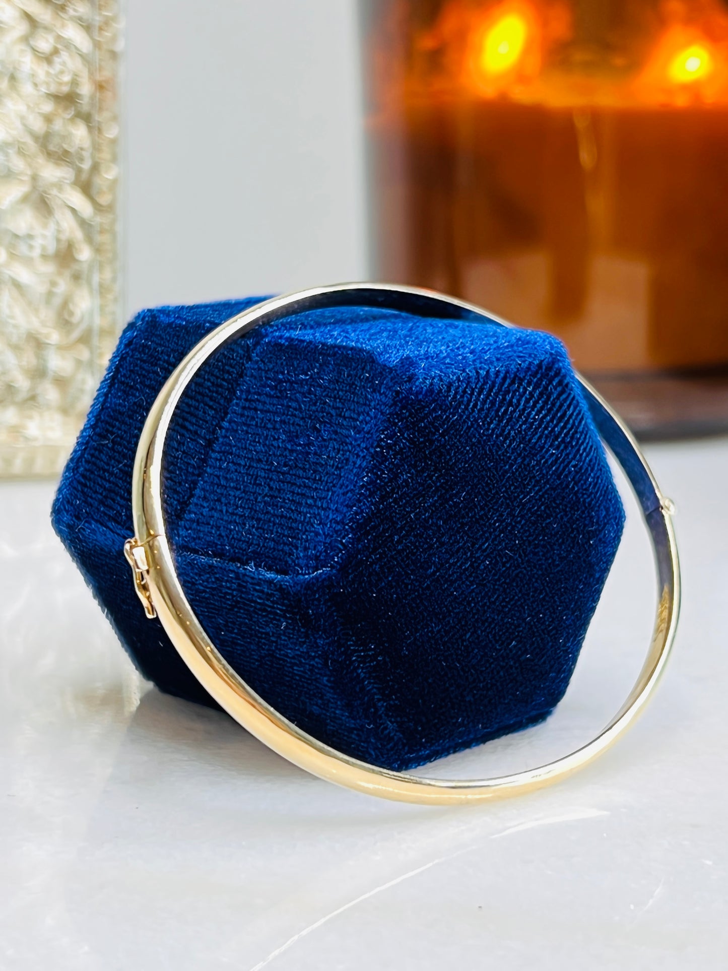 Christine - Solid Yellow Hinged Gold Bangle