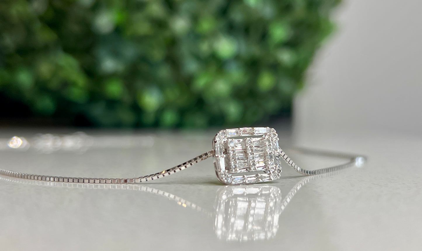 Rêvasser - Baguette & Brilliant Cut Diamond Pendant White Gold