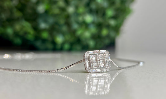 Rêvasser - Baguette & Brilliant Cut Diamond Pendant White Gold