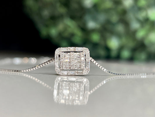 Rêvasser - Baguette & Brilliant Cut Diamond Pendant White Gold