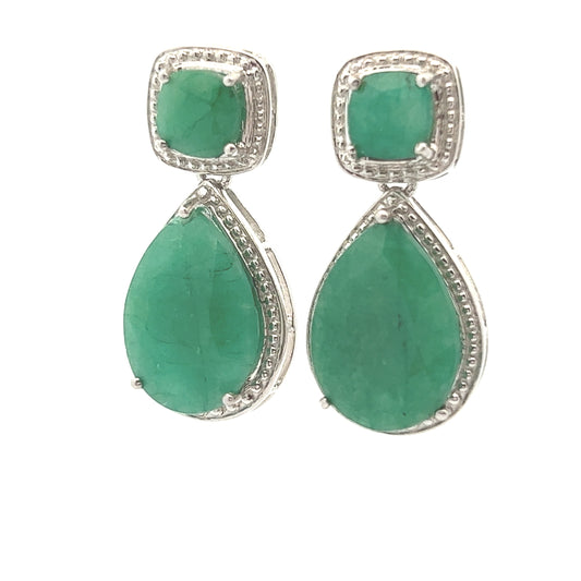 Angelina - 26cts Emerald Cocktail Drop Earrings