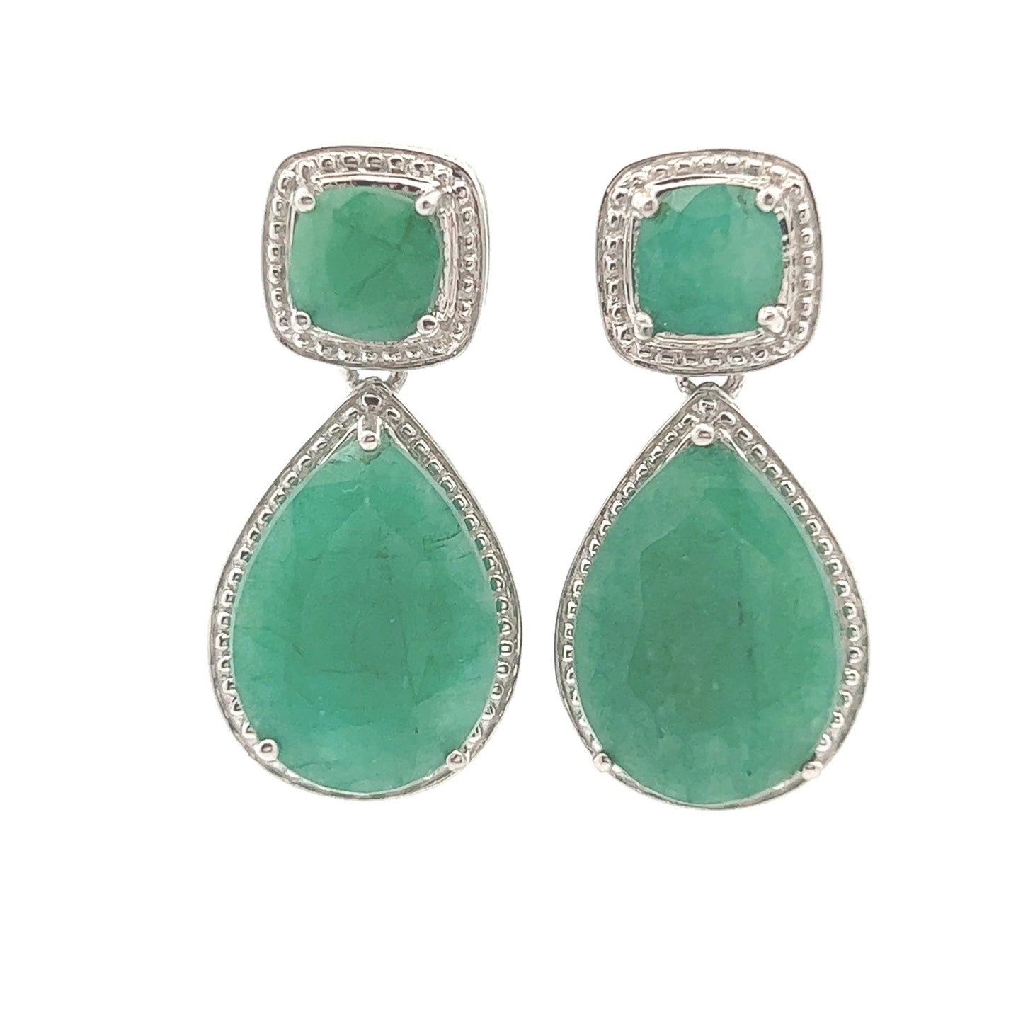 Angelina - 26cts Emerald Cocktail Drop Earrings