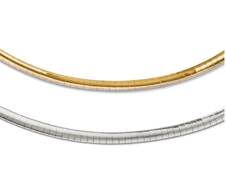 14K White Gold 1.5mm Sparkle Omega Necklace : 17